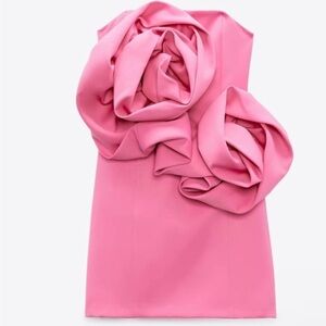 Zara Voluminous Limited Edition hot pink flower dress 2022